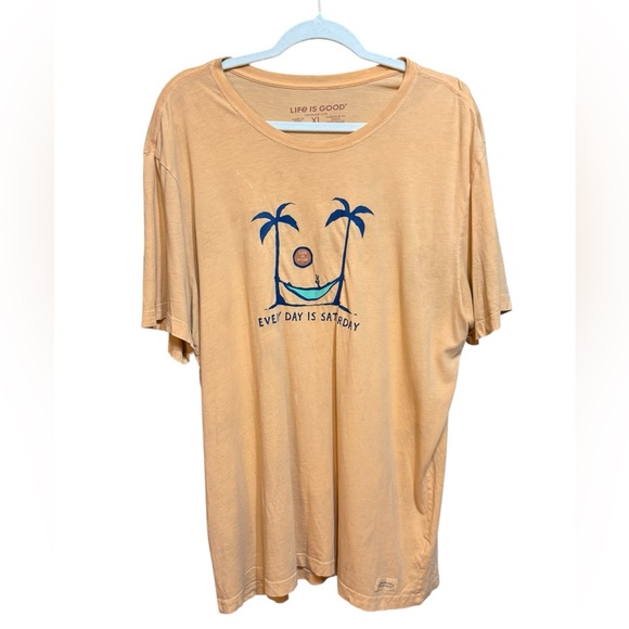 Life Is Good Peach Crusher-Lite “everyday is Saturday” graphic tee unisex sz XL - Picture 1 of 7